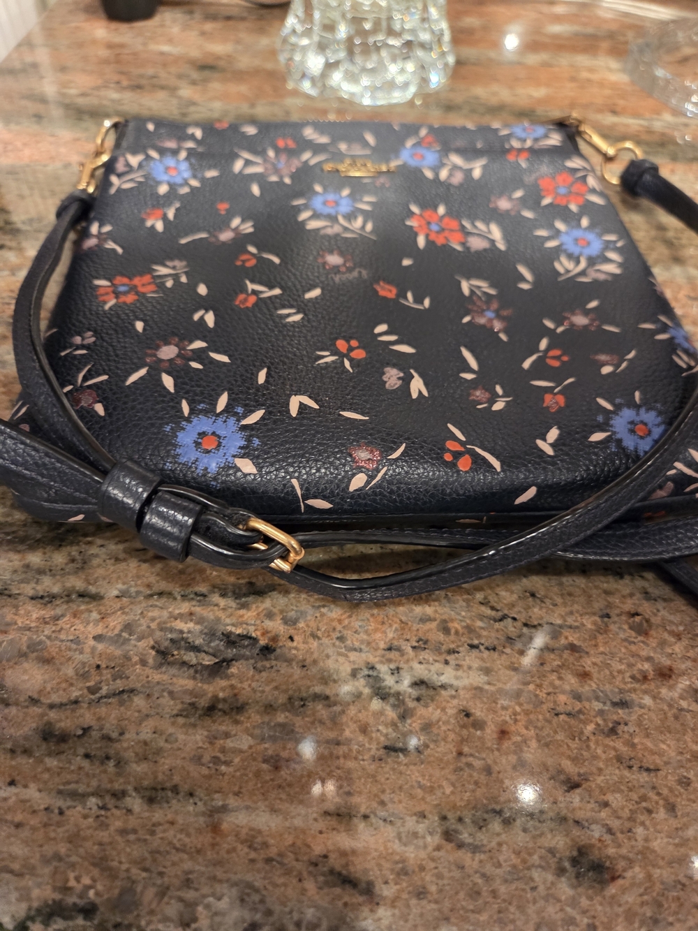Coach Floral Black Crossbody Bag with Pink Wristlet - Picture 8 of 10